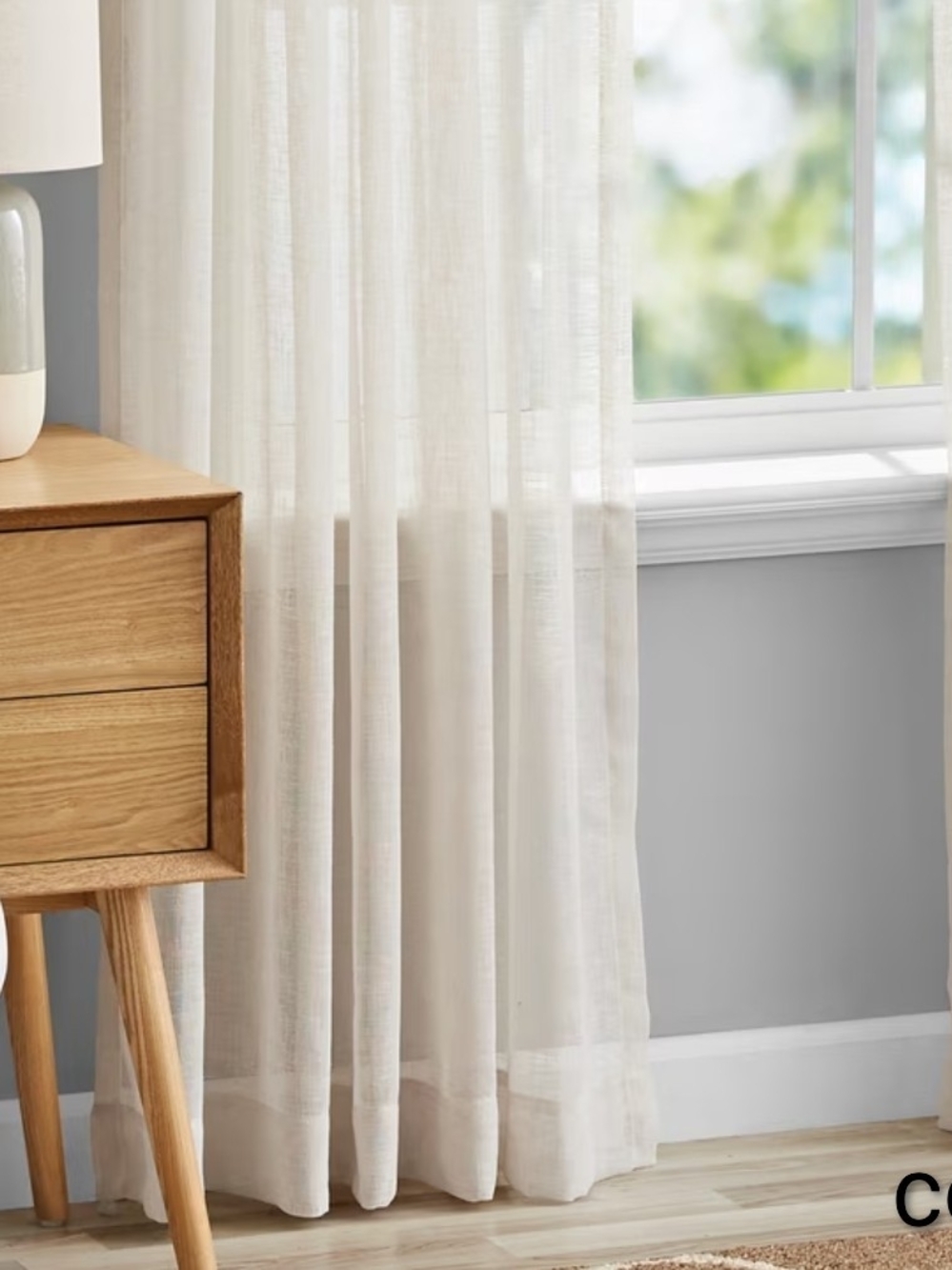Mainstay Sheer Curtain- 2 Sets, 4 Panels- Cream